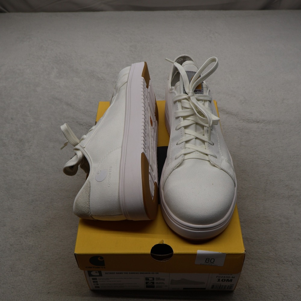 Carhartt Men 10M Sneaker White Detroit Nano Toe Canvas Composite Toe Lace Up NEW